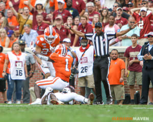 Kendrick and safety Nolan Turner team up to break up a pass against Florida State